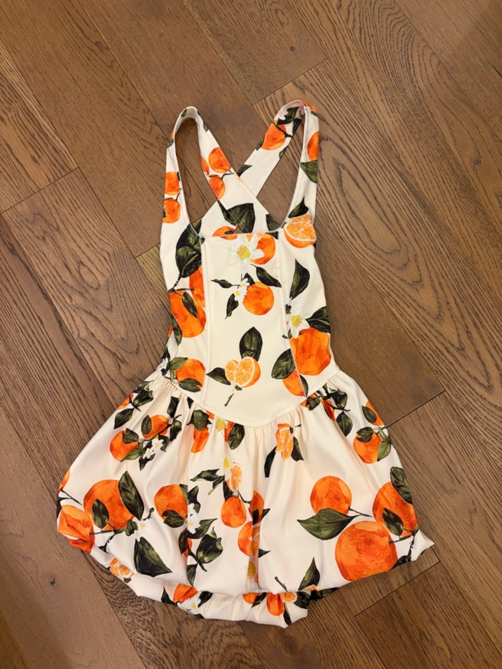 Zara White Skirt with Orange Fruit Print